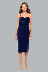 "Spencer" Short Velvet Spaghetti Strap Flower Dress