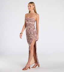 Sun Coast Dream Paisley Bodycon Slit Maxi Dress
