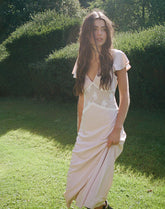 Lirenda Midi Dress in Satin Baby Pink
