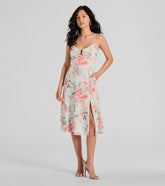 Floral Energy Sleeveless A-Line Chiffon Midi Dress