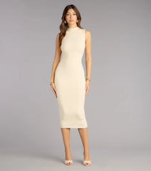 Refined Chic Ribbed Midi Dress