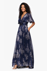 "Chloe" Long Short Sleeve Print Dress