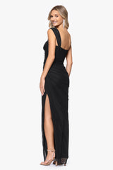 "Janice" Mesh Square Neck Floor Length Dress