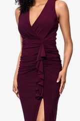 "Bobbi" Ruffled V-Neck Gown