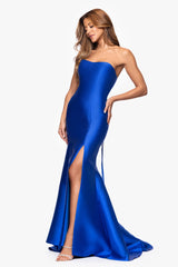 "Trinity" Mikado Strapless Tieback Floor Length Dress
