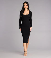 Quietly Bold Lattice Side Midi Dress