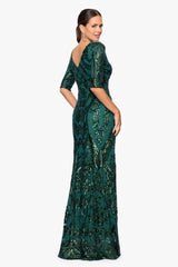 "Samara" Sequin V-Neck Floor Length Dress