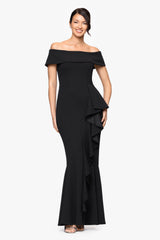 "Carina" Long Off the Shoulder Ruffle Dress