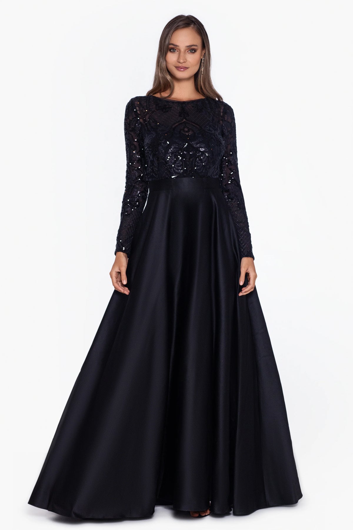 "Angela" Long Sequin Aline Ballgown Dress