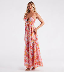 Electric Love Chiffon Floral Maxi Dress