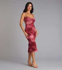 Soft Allure Floral Mesh Midi Dress