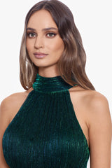 "Stella" Long Crinkle Halter Wrap Skirt Dress