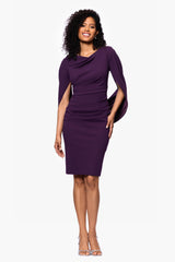 "Jordan" Short Scuba Crepe Draped Back Dress