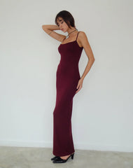 Cantha Maxi Dress in Rib Burgundy