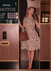 Hazel Drop Waist Floral Mini Dress - Cream