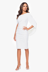 Petite "Jordan" Short Scuba Crape Draped Back Dress