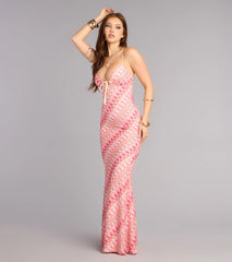 Sunset Swirl Lace-Up Maxi Dress