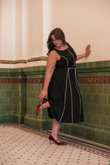Vivienne Box Pleat Dress - Black