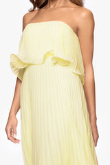 "Zoe" Strapless Chiffon Pleated Floor Length Dress