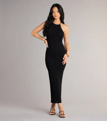 It Girl High Neck Lace Up Maxi Dress