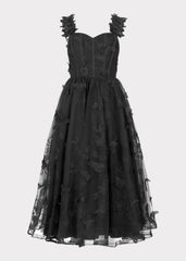 Mariposa Butterfly Corset Midi Dress - Black
