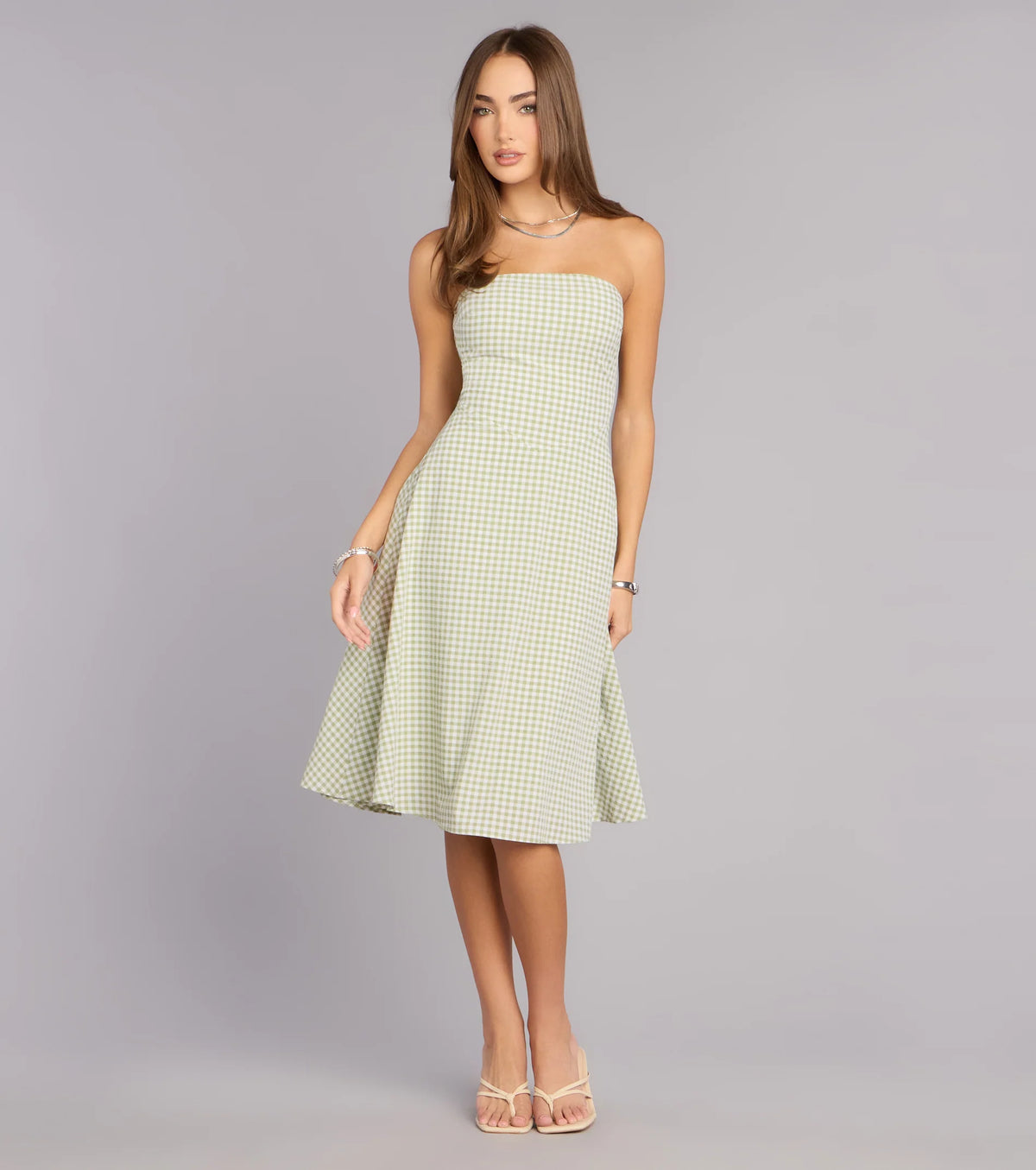 Sunny Day Cutie Gingham Midi Dress