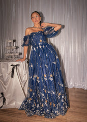 Starla Star Print Corset Maxi Dress - Navy