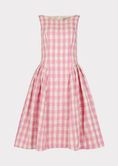 Elle Drop Waist Gingham Dress - Pink