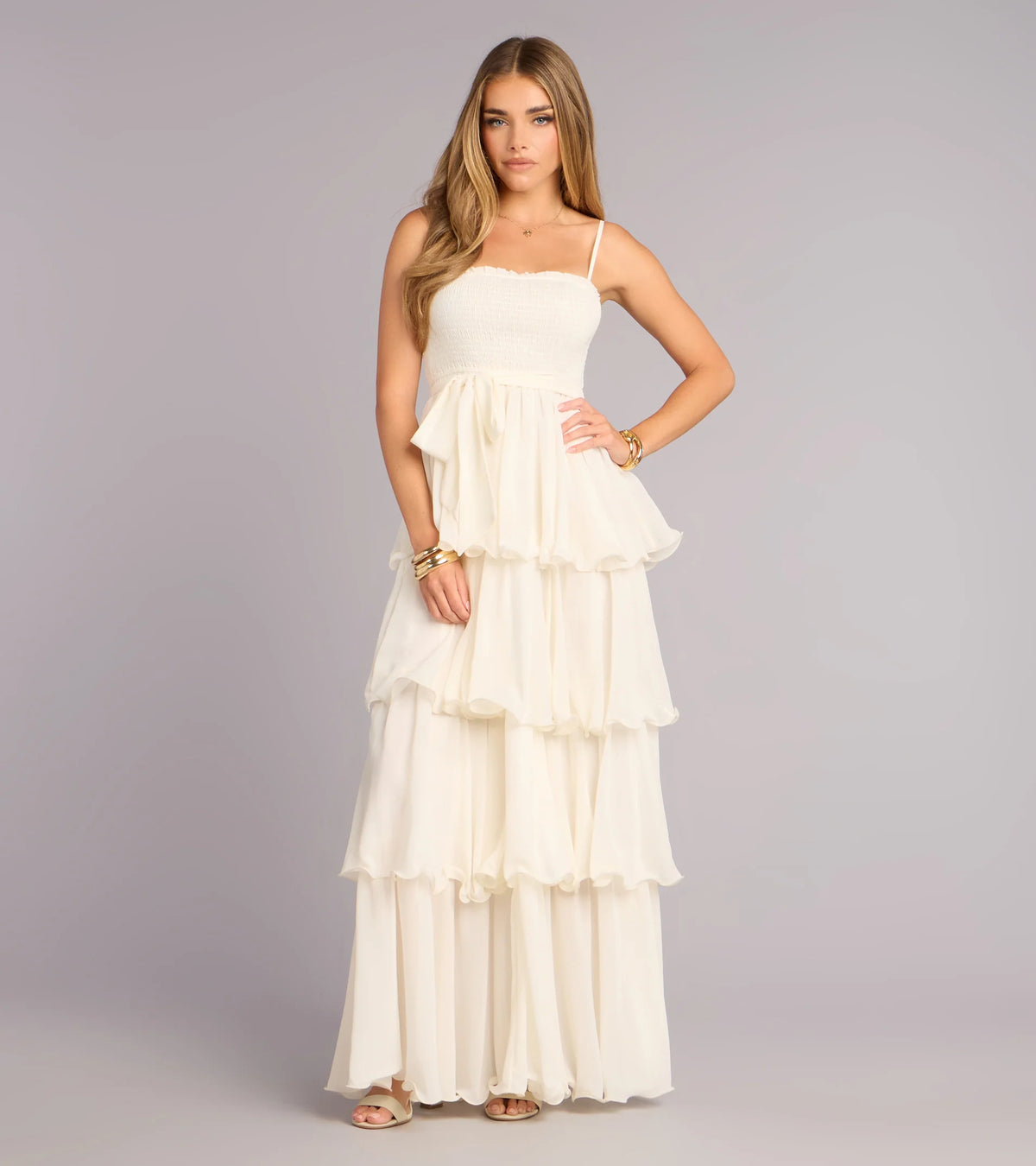 Love in Layers Ruffle Chiffon Maxi Dress