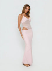 Afinity Sheer V Neck Maxi Dress Pink