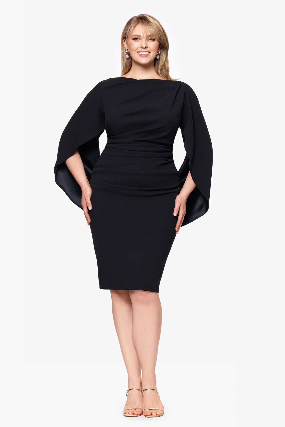 Plus "Jordan" Short Scuba Crepe Drape Back Dress