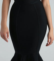 Lips Are Sealed Bandage Ruffle Midi Skirt