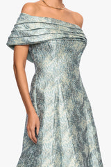 "Judith" Brocade One Shoulder A-Line Floor Length Dress