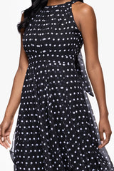 "Delphine" Chiffon Polka Dot Handkerchief Floor Length Dress