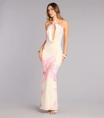 Petal Drip Plunge Maxi Dress