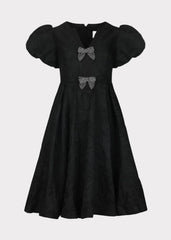 Lennon Jacquard Knee Length Dress - Black