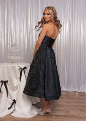 Winslow Strapless Jacquard Corset Midi Dress - Navy