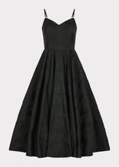 Kelly A-line Jacquard Midi Dress - Black