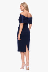 "Sloane" Scuba Crepe Off the Shoulder Short Dress