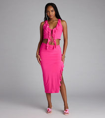 Ruffle Me Up Midi Skirt