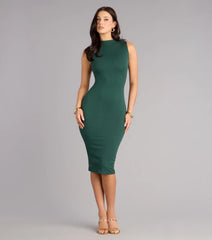 Effortless Impact Mock Neck Midi Dress
