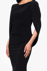 "Miriam" Long Jersey Draped Back Gown