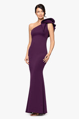 "Daisy" Long Scuba Crepe One Shoulder Dress