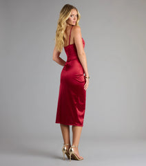 Camilla Satin Cutout Slit Midi Formal Dress