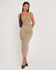 Dayuna Bandeau Midi Dress in London Fog