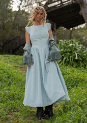 Diana Drop Waist Keyhole Back Dress - Light Blue