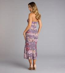 Bloom With Grace Floral Mesh Midi Dress