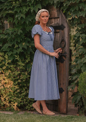 Giselle Micro Gingham Print Dress - Blue