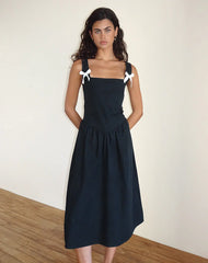 Clesiel Midi Dress in Tap Shoe with Off White Bows