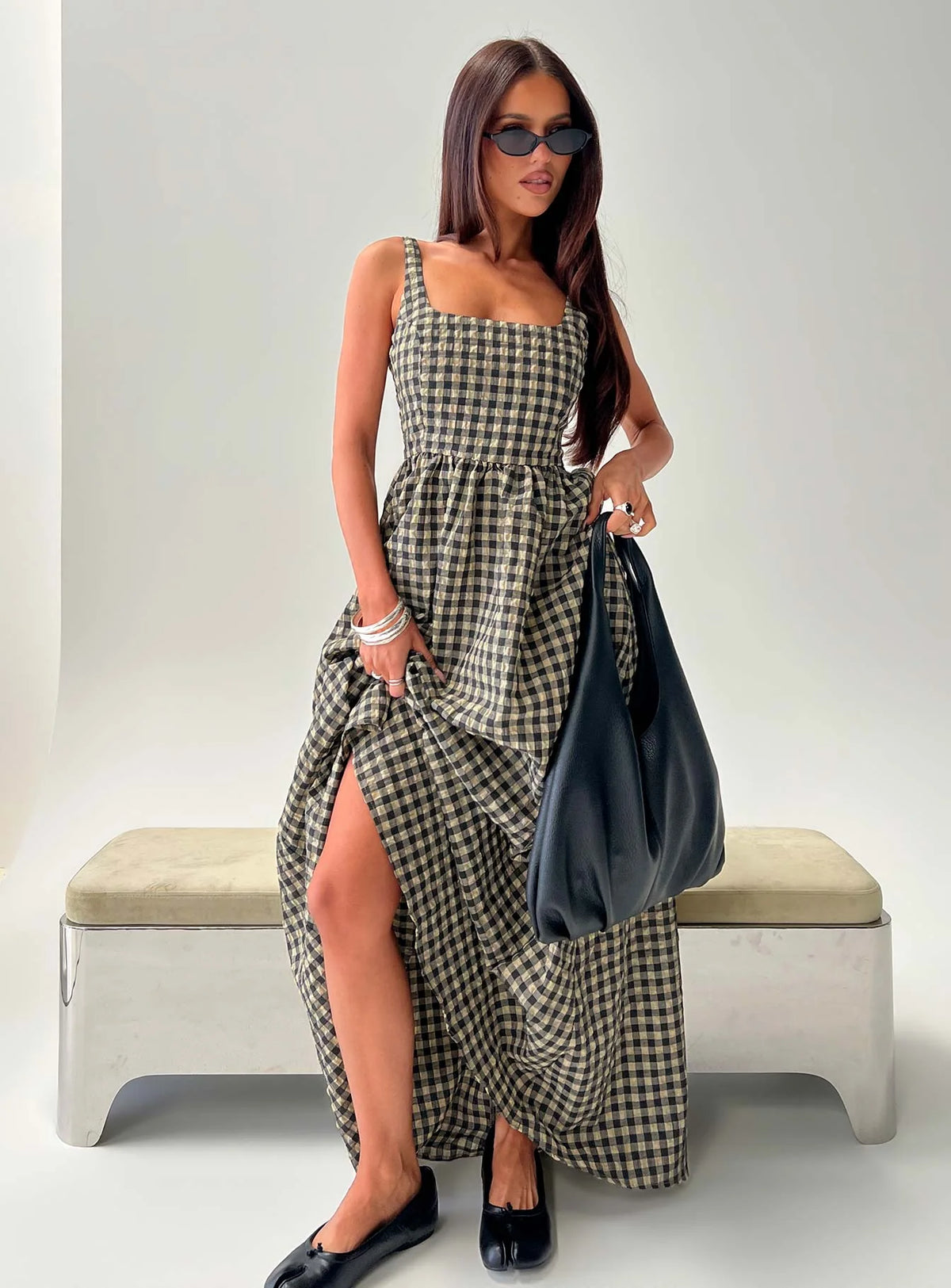 Cartmel Check Maxi Dress Black / Cream Tall